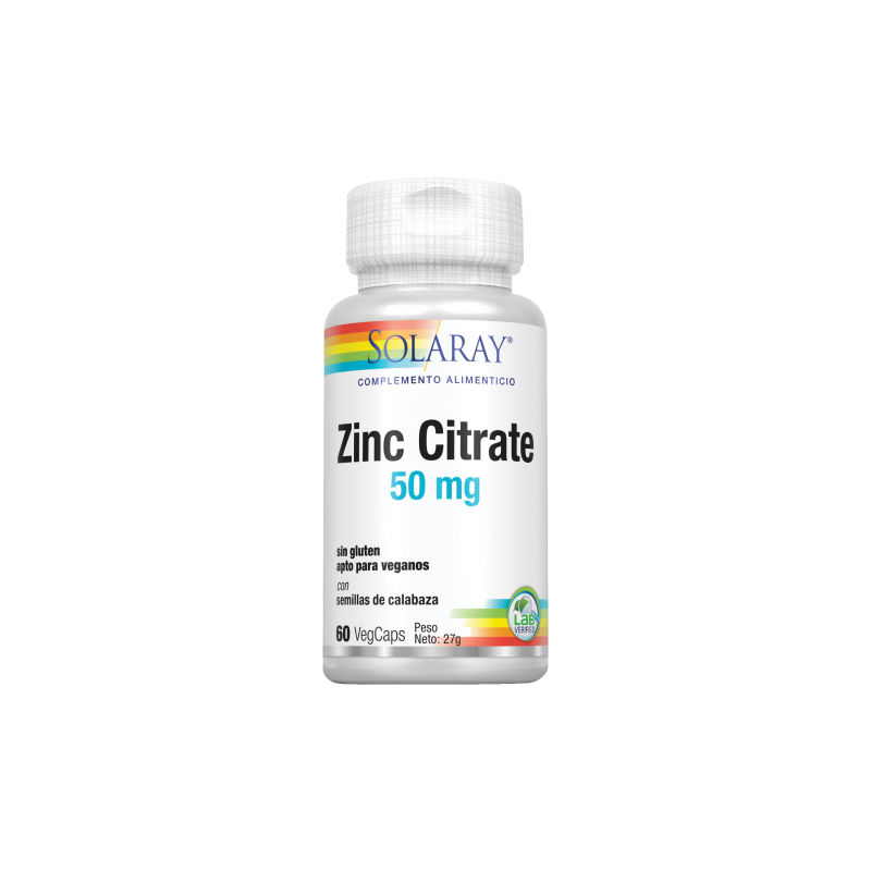 Citrato de Zinc (Zinc Citrate) 60 VegCaps Solaray