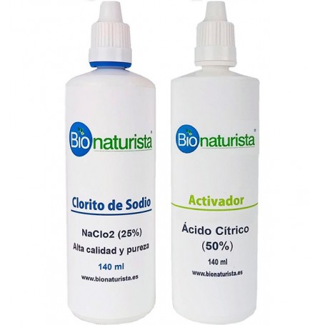 Clorito de Sodio Kit 140 ml Clorito 25% + Ácido Cítrico 50% | Bionaturista