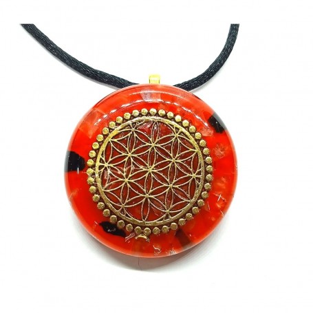 Colgante de Orgonita Rojo Flor de la Vida